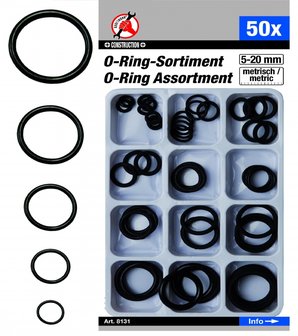 50-piece O-Ring Assortment, 5-20 mm &Oslash;