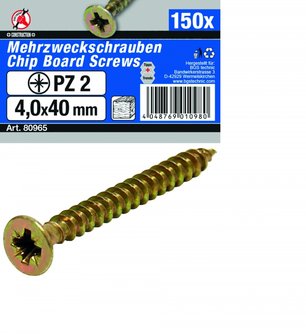 Multi Purpose Screws 4.0 x 40 mm, 150 pieces