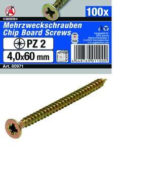 Multi Purpose Screws 4.0 x 60 mm, 100 pieces