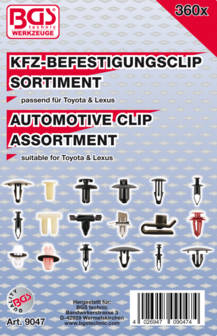 Automotive Clip Assortment for Toyota, Lexus 360 pcs