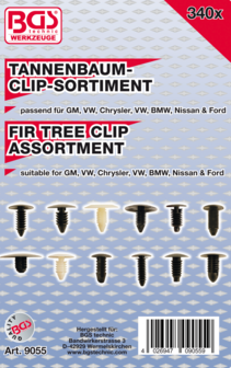 340-piece Fir Tree Clip Assortment for GM, VW, Chrysler, BMW, Nissan &amp; Ford