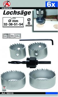 Hole Saw Set &Oslash; 32 - 54 mm depth 24 mm 6 pcs