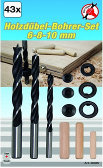 Wooden Dowel / Drill Set 6 - 10 mm 43 pcs