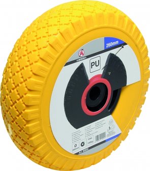 PU Wheel for Hand Truck / Wagon, yellow/black, 260 mm