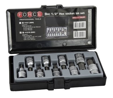 1/2 Hex socket bit set SAE 9pc