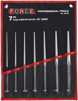Long tapered punch set SAE 7pc