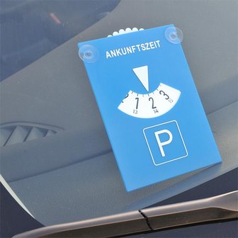 Parking disc with suction cup fixation