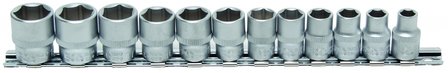 12-piece Socket Set, 3/8, 6-pt, 8 - 19 mm