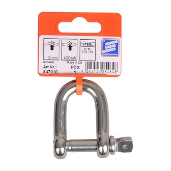 D-shackle 10mm, A4 RVS AISI 316, 4.000 daN