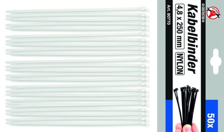 Cable Tie Assortment white 4.8 x 250 mm 50 pcs