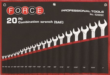 Combination wrench set SAE 20pc