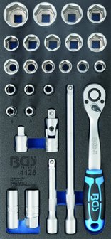 1/3 Tool Tray: 27-piece Socket Set, 1/2, 8-32 mm