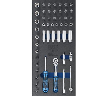 Workshop trolley tray 1/3: Socket set  6.3 mm (1/4 &quot;)  50 pcs.