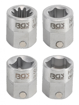 Pentagon socket set | 12 mm external hexagon drive | 4 pcs.