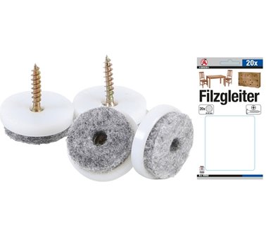  Felt pad set | with screws | &Oslash; 24 mm | 20 pcs.