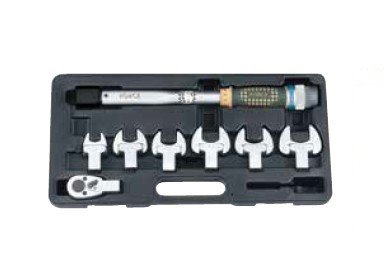 Head-interchangeable torque wrench &amp; spanner set 8pc