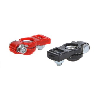 Battery terminal clamps set (+) and (-) with plastic protection red/black