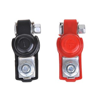 Battery terminal clamps set (+) and (-) with plastic protection red/black
