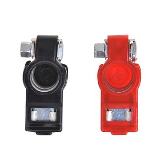 Battery terminal clamps set (+) and (-) with plastic protection red/black