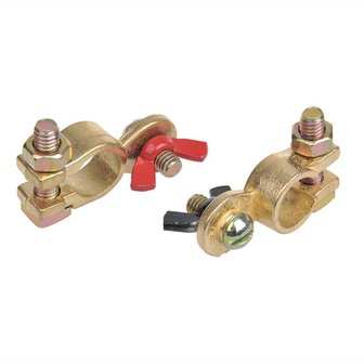 Battery terminal clamps set (+) and (-) with wing nut red/black