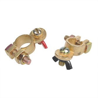 Battery terminal clamps set (+) and (-) with wing nut red/black