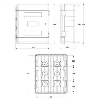 Toolbox 75,0L / 27,0x61,6x73,5cm with 2 shelves + cylinder lock