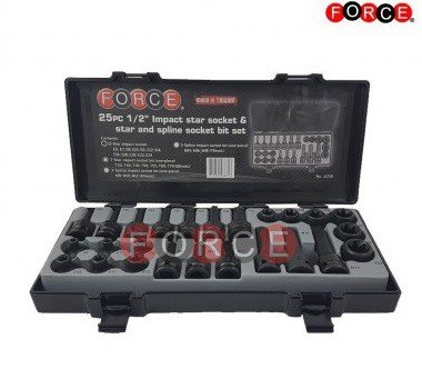 1/2 Star &amp; Spline impact socket bit set 25pc