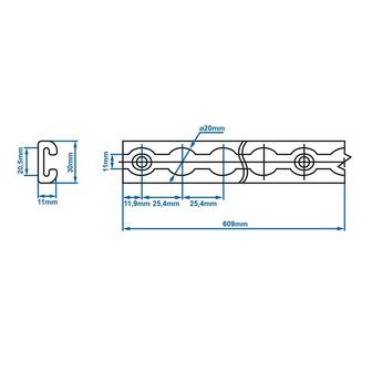 Aluminum binding rail 60cm