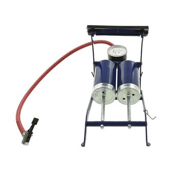 Foot pump double cylinder with pressure gauge