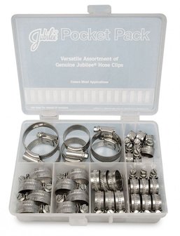 Stainless steel hose clamps in sturdy ABS case 32-piece