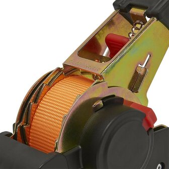 Tension strap with ratchet + 2 hooks 350cm 320kg automatic roll-up