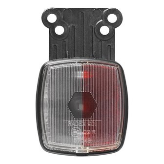 Front position lamp red/white 66x62mm with reflector on bracket