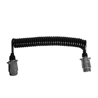 Spiral cable 4.5M with 2x plug 7-pin metal
