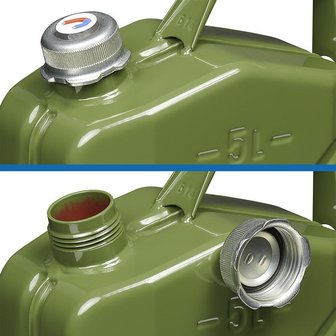 Jerry can 5L metal green with magnetic screw cap UN- &amp; T&uuml;V/GS-approved
