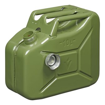 Jerry can 10L metal green with magnetic screw cap
