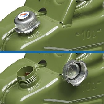Jerrycan 10L metal green with magnetic screw cap UN- TuV/GS-approved
