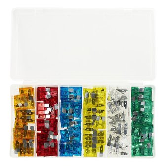 Standard plug-in fuses assorted 120 pieces in plastic box