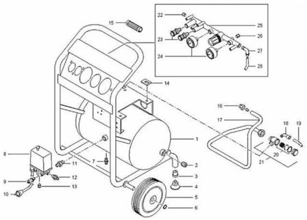 Mobile construction compressor hos 10 bar, 20 liters