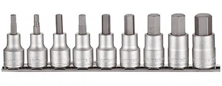 Socket set on rail hex 1/2, 10-pcs
