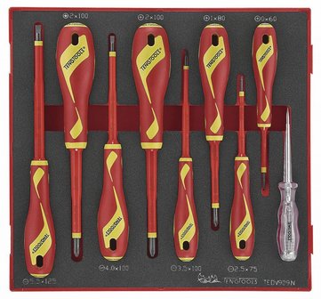 Screwdrivers 1000V 9-piece ted tray