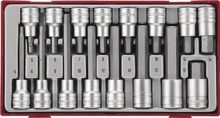 Set of 16 long bit sockets type hex 1/2