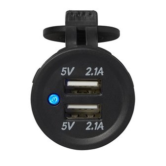 USB-port double flush mount 2x2100mA 12V/24V