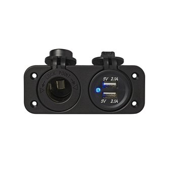 Flush-mounting kit: socket DIN + USB port double type A 2x2100mA