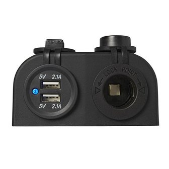 Construction kit: socket DIN + USB port double type A 2x2100mA