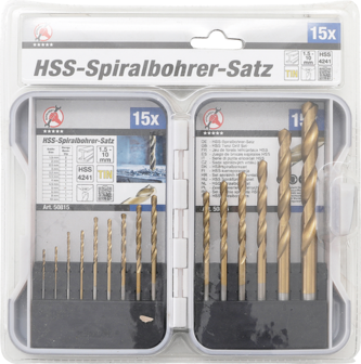 HSS Drills Set titanium nitrated 1.5 - 10 mm 15 pcs.