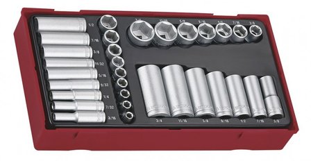 Cap set tc-tray 32-piece AF 1/4+3/8 short length