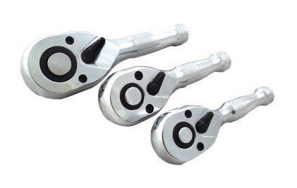 Stubby ratchet set with Quick Release 1/4, 1/2 &amp; 3/8 - 72-tooth