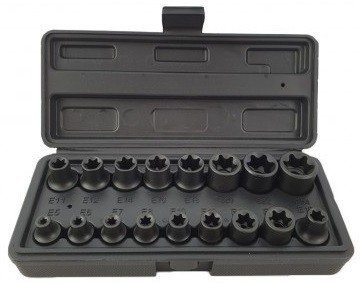 Power sockets 3/8 &amp; 1/2 set E-Torx 17-piece