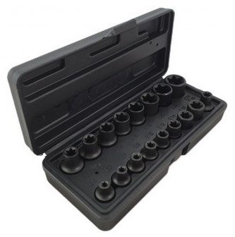 Power sockets 3/8 &amp; 1/2 set E-Torx 17-piece