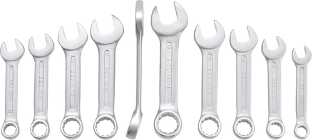 10-piece Combination Spanner Set, Stubby Type, 10-19 mm